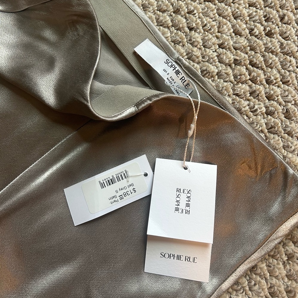 Sophie Rue Satin Bell Pants in Gray / Silver
